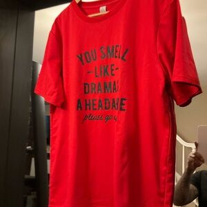 (BONUS ITEM) Bright Red Short Sleeve Tee with Casual Graphic Print Medium Men’s